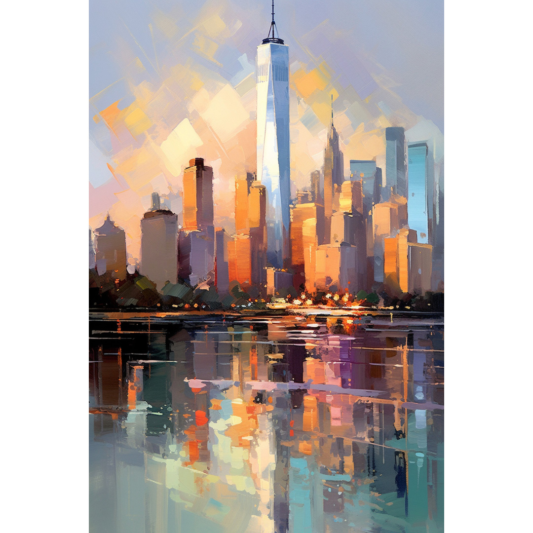 Textured Oil Painting: Big City View - Abstract Modern Wall Art (DT160)