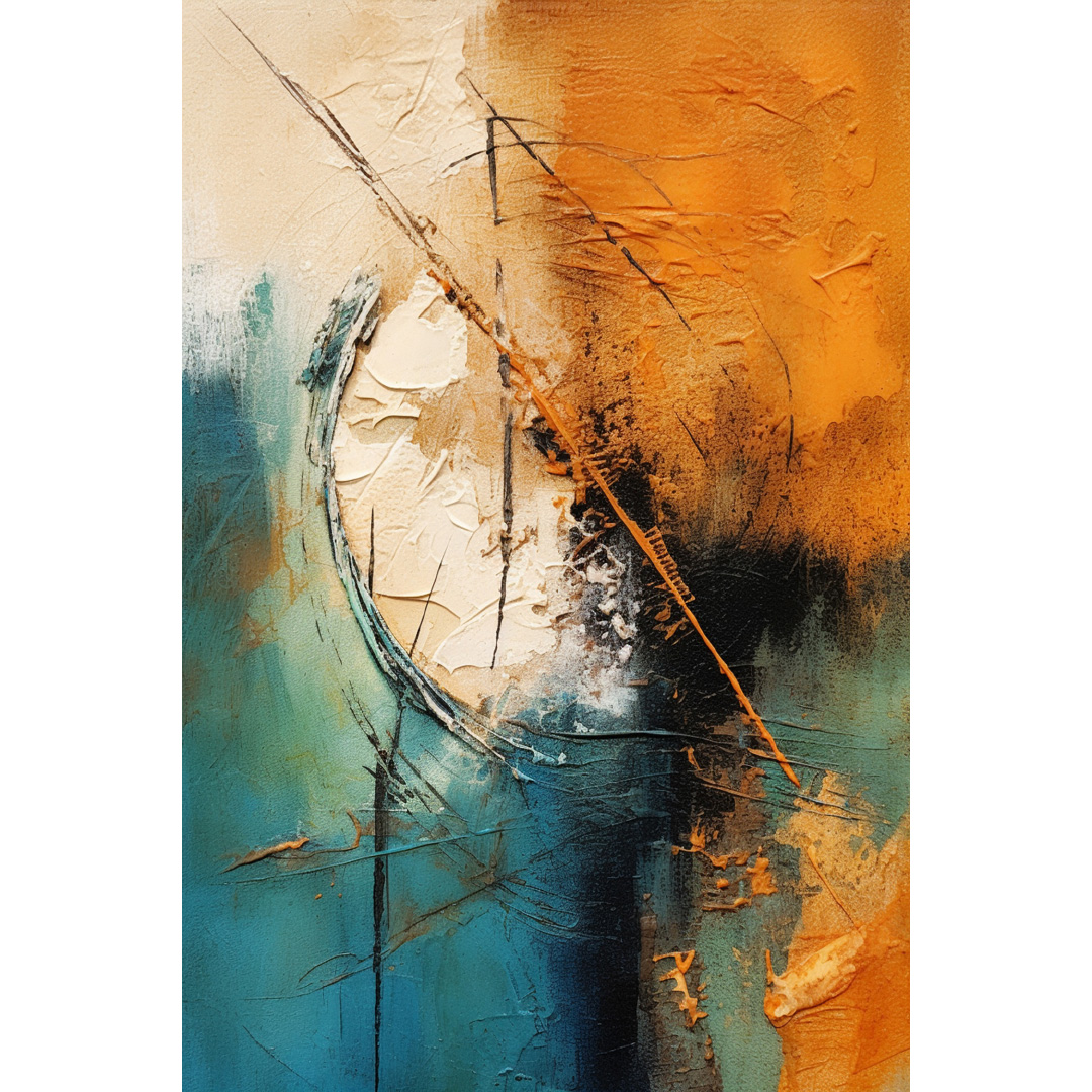 Orange & Green Abstract Oil Painting – Textured Modern Wall Art (DT178)