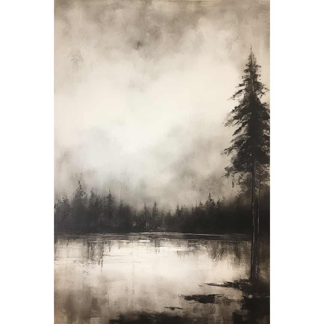 Dark Forest Oil Painting: Abstract Landscape Art on Canvas (DT479)