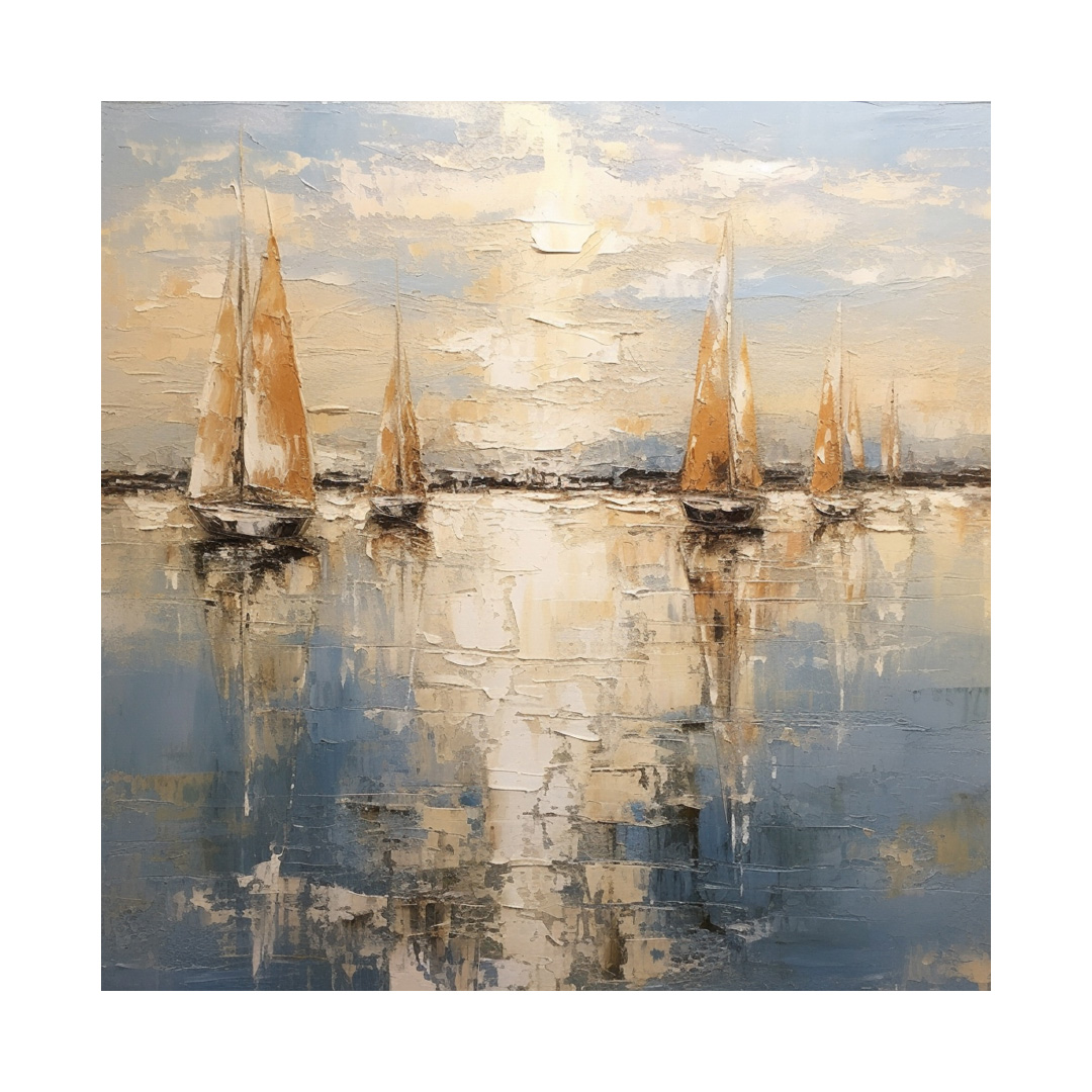 Textured Sailboat Oil Painting on Canvas: Abstract Coastal Wall Art (KT098)