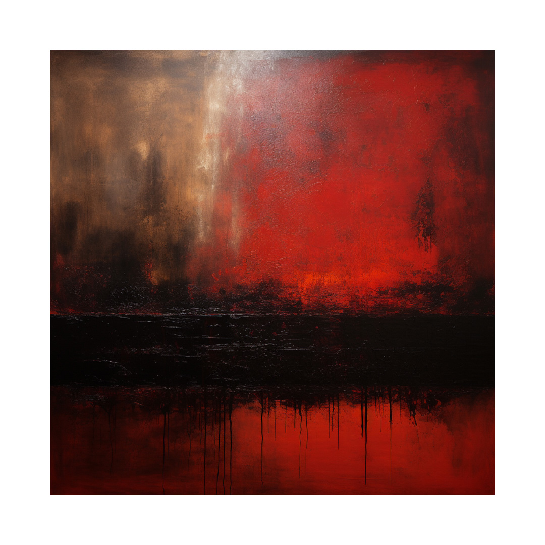 Original Red Black Textured Oil Painting on Canvas – Landscape & Modern Wall Art – Handmade Large Art for Living Room or Office Decor (KT1209)