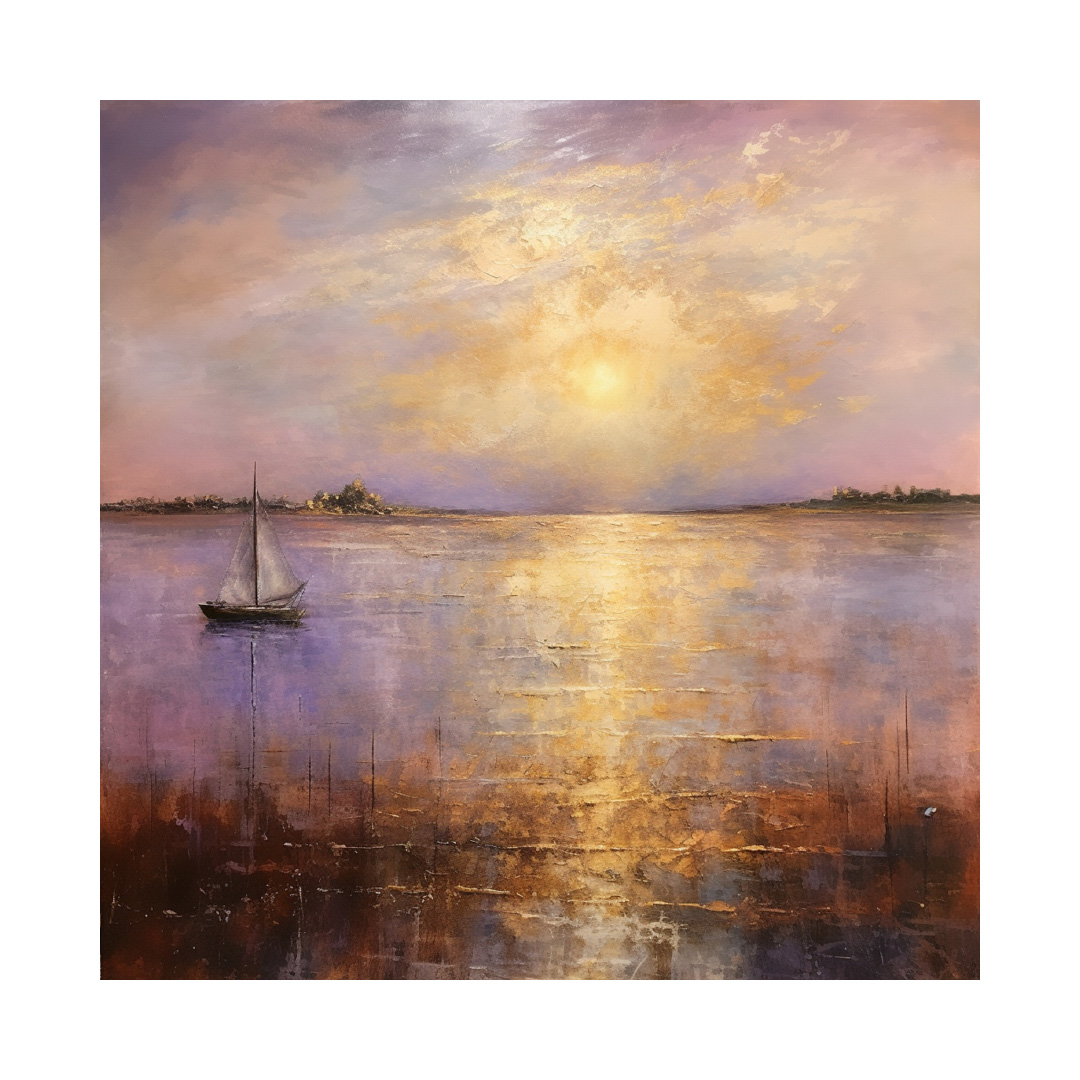 Original Seaboat Oil Painting – Textured Canvas Wall Art for Living Room (KT1558)