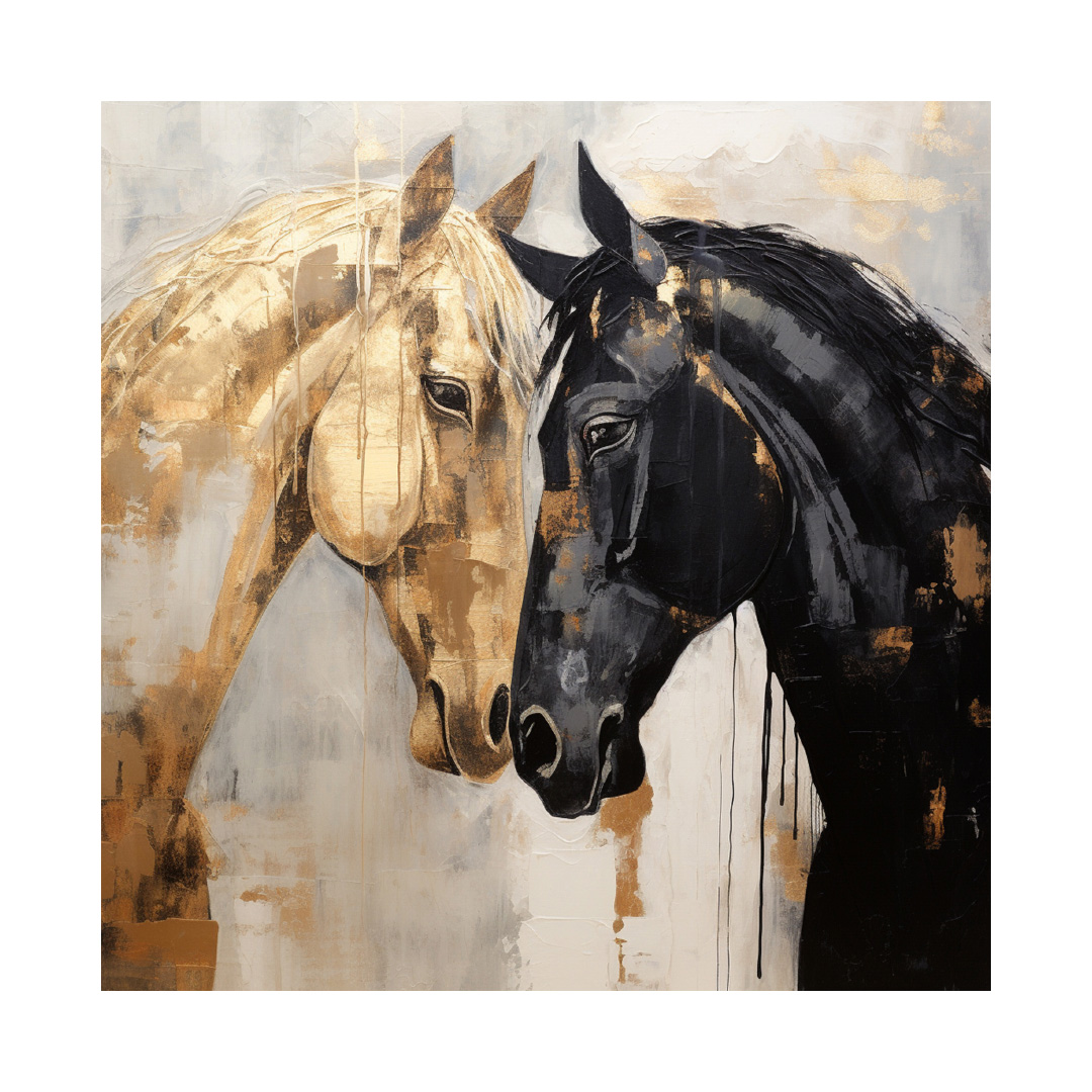 Handmade Horses Oil Painting on Canvas – Abstract Textured Wall Art (KT174)