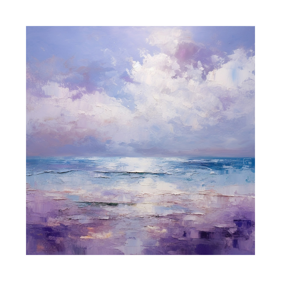 Textured Seascape Oil Painting – Blue Purple Abstract Wall Art (KT259)