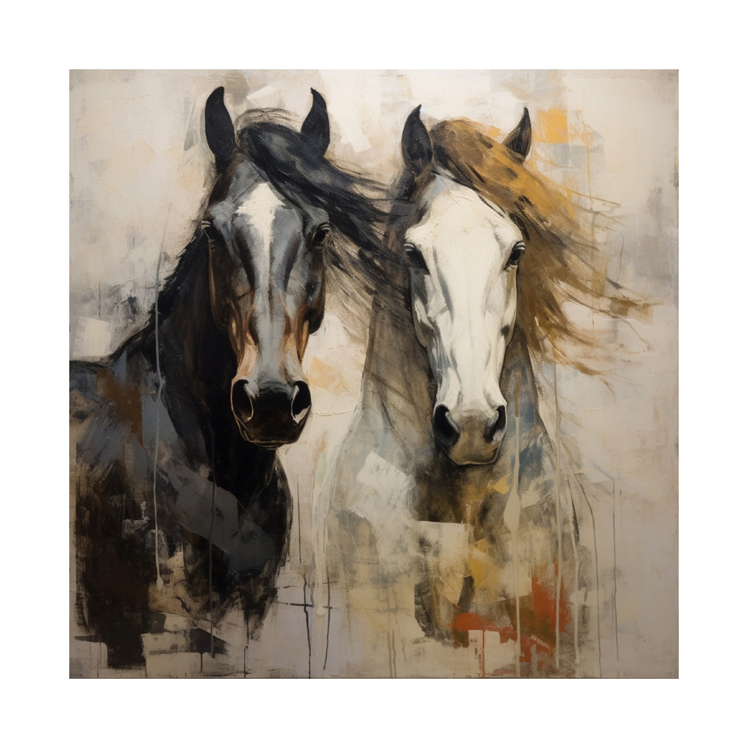 Textured Horses Oil Painting on Canvas – Abstract Modern Wall Art (KT335)
