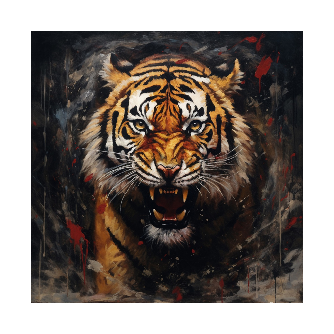 Original Tiger Oil Painting on Canvas: Abstract Modern Wall Art (KT340)