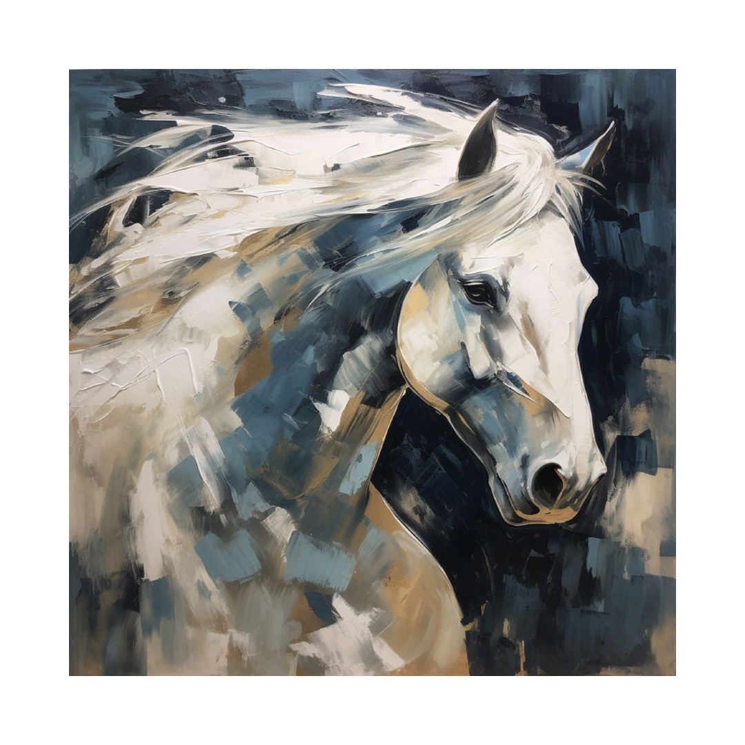 Textured Horse Oil Painting on Canvas: Abstract Animal Art (KT516)