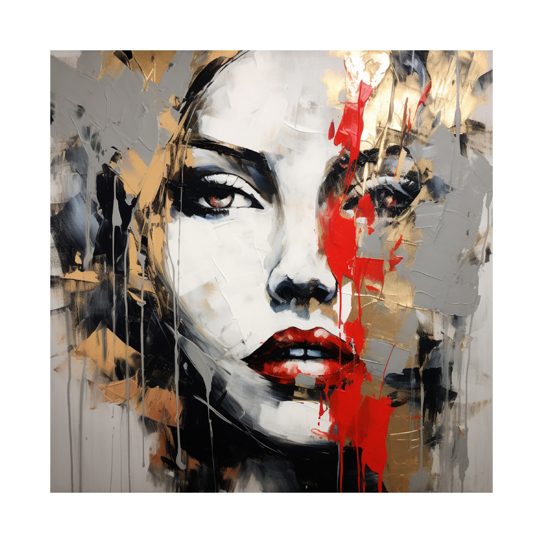 Handmade Woman Face Oil Painting – Abstract Textured Canvas Art (KT695)