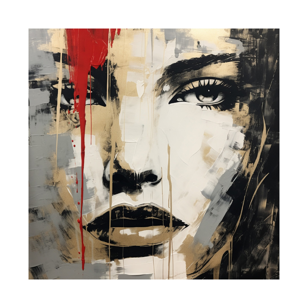 Textured Oil Painting: Golden Portrait of a Girl - Abstract Modern Art (KT697)