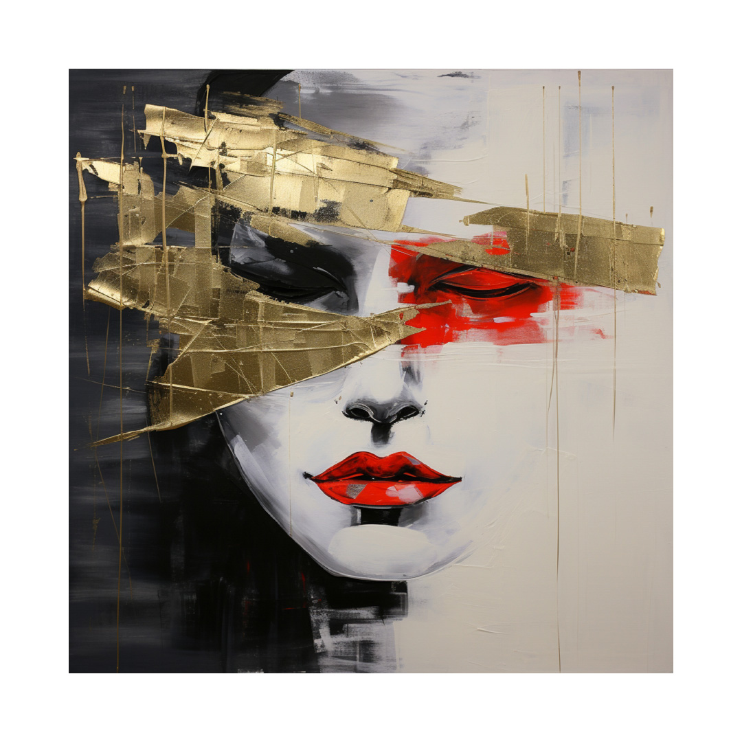 Handmade Woman Face Oil Painting – Abstract Textured Canvas Art (KT866)