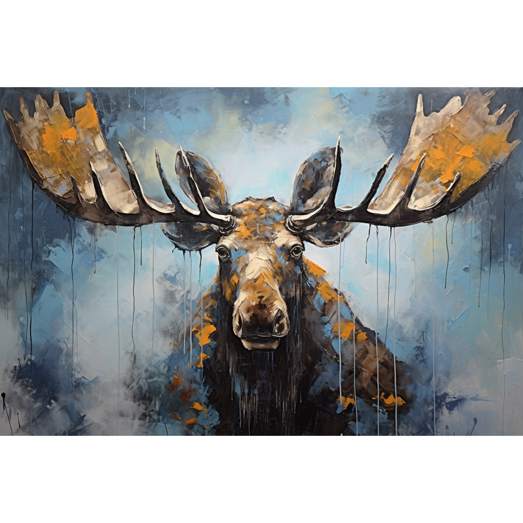Abstract Moose Oil Painting, Large Modern Wall Art (YT223)