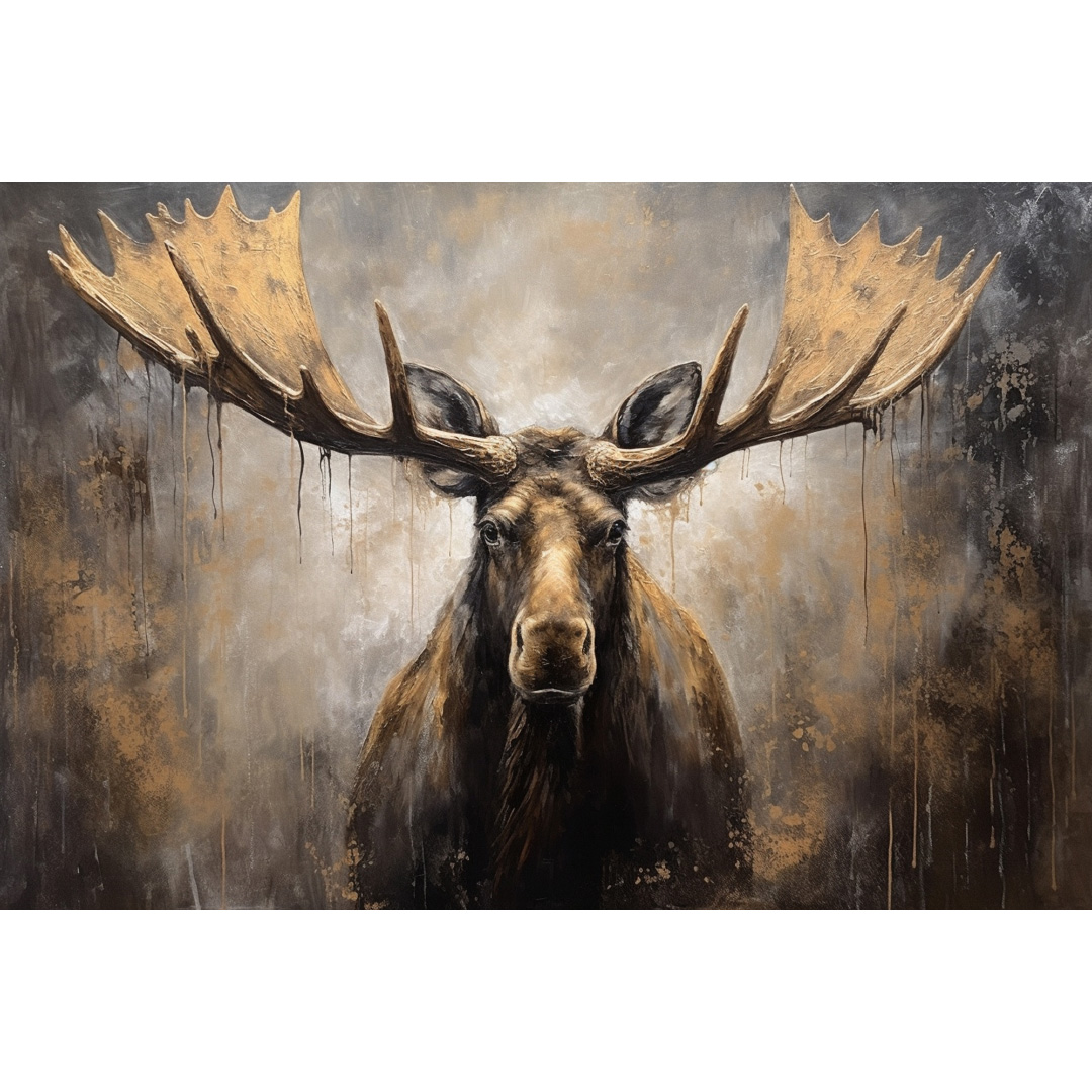 Abstract Moose Oil Painting, Modern Wildlife Art (YT270)