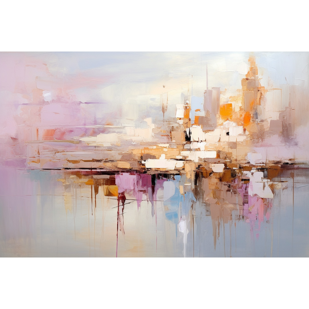 Light Pink & Blue Abstract Oil Painting – Textured Handmade Canvas Art (YT643)