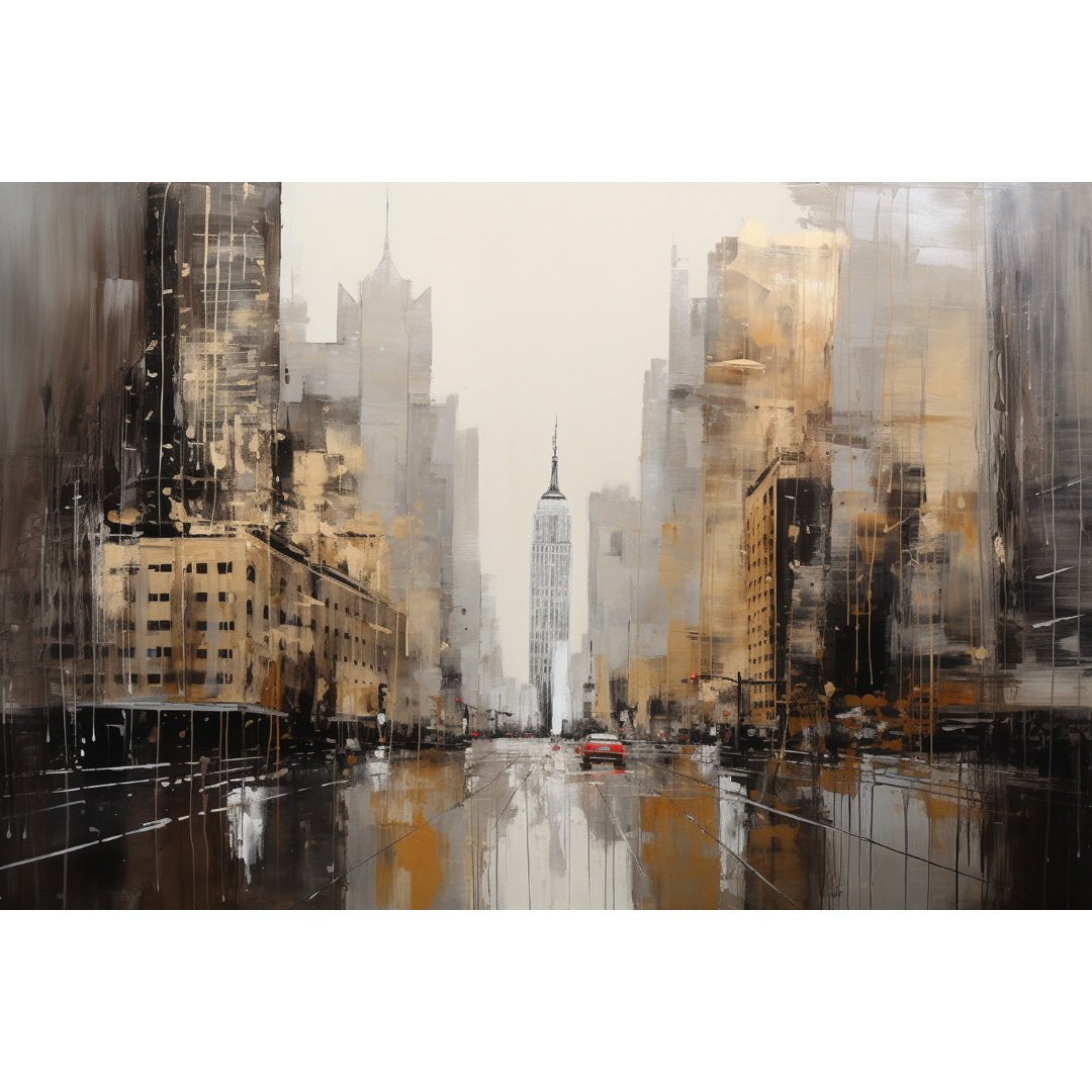 Original Cityscape Oil Painting – Abstract Textured Wall Art – Handmade Canvas Decor (YT763)